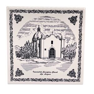Vintage Immaculate Concepcion church Ajo, Arizona ceramic Commemorative trivet